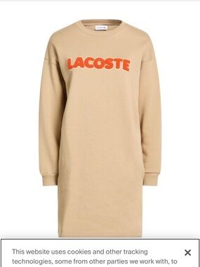 Lacoste Tan Crewneck Sweatshirt with Black Logo Tag